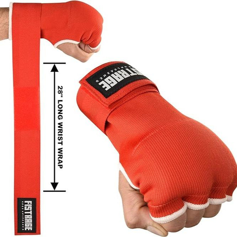 FISTRAGE Boxing Hand Wraps Inner Gloves for MMA & Kickboxing - Elasticated Padded Cotton Bandage, Long Lasting Velcro Closure, Supportive Fit