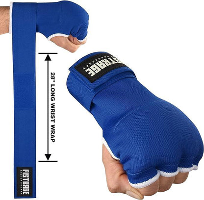 FISTRAGE Boxing Hand Wraps Inner Gloves for MMA & Kickboxing - Elasticated Padded Cotton Bandage, Long Lasting Velcro Closure, Supportive Fit