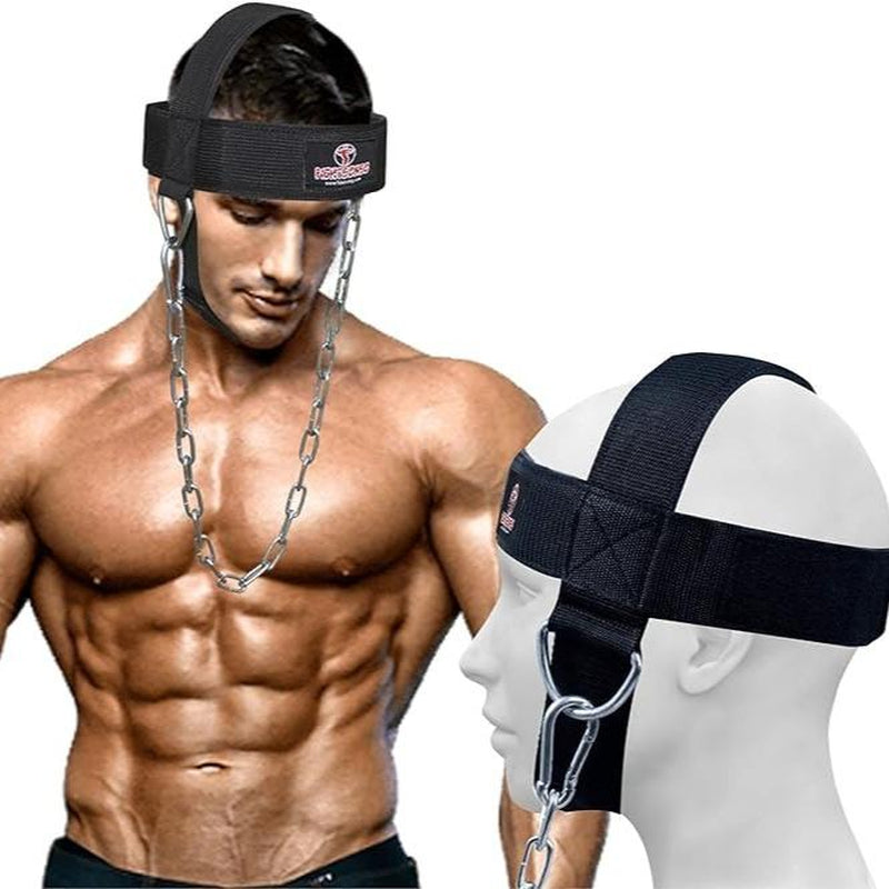 Neck Harness for Training Padded & Adjustable Strap with Steel Chain. Ultra Durable Neck Exerciser for Boxing and Home Gym