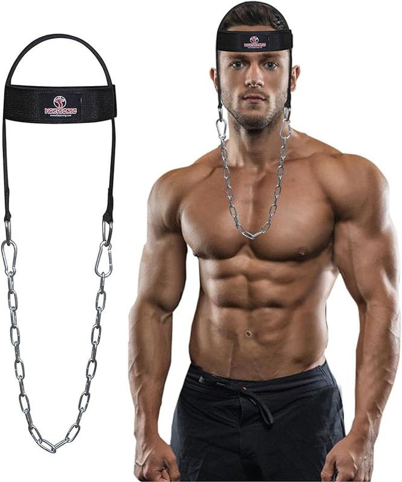 Neck Harness for Training Padded & Adjustable Strap with Steel Chain. Ultra Durable Neck Exerciser for Boxing and Home Gym